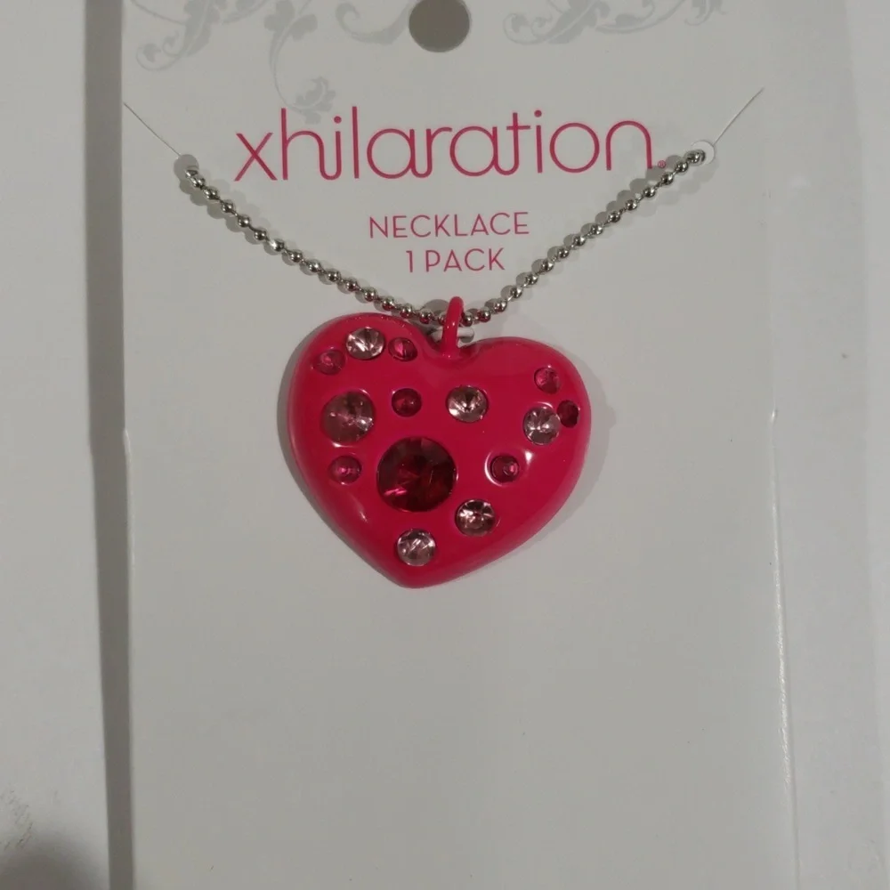 Xhilaration Rhinestones Red Heart Pendant Necklace  - 18